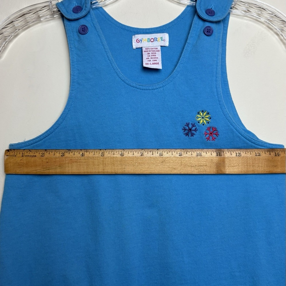 Gymboree Vtg Blue Embroidered Snowflake Jumper Dress XXL 6-7 - Picture 8 of 9